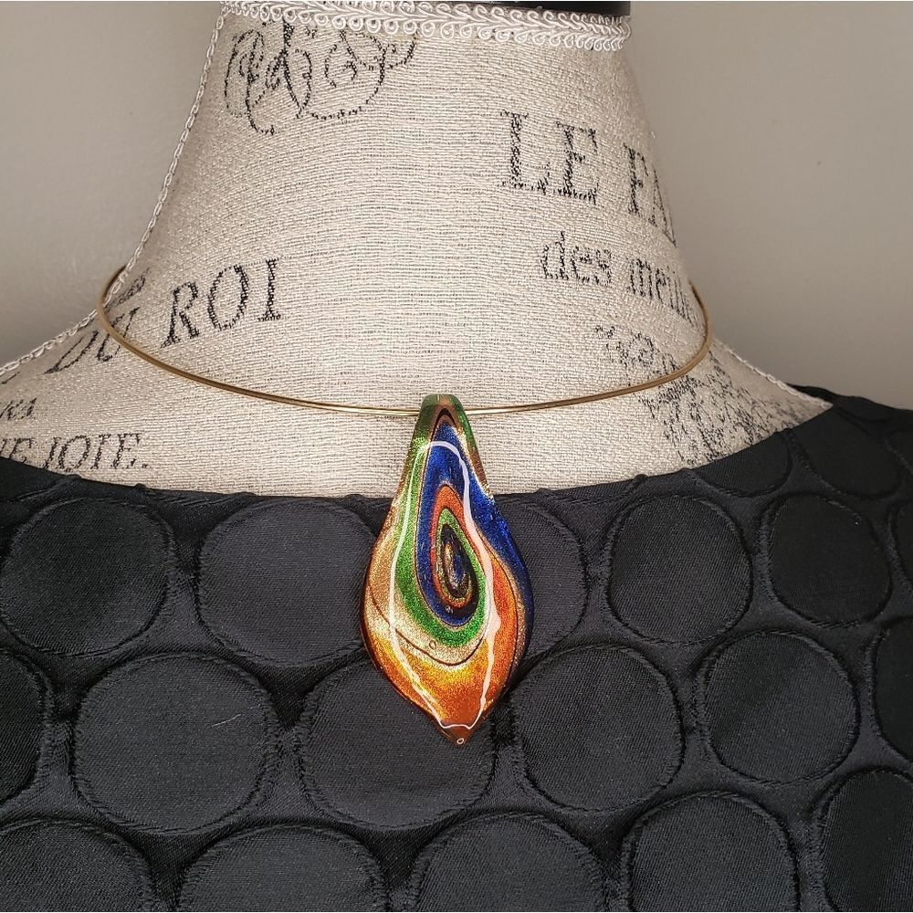 Vintage Murano Glass Pendant Choker Necklace